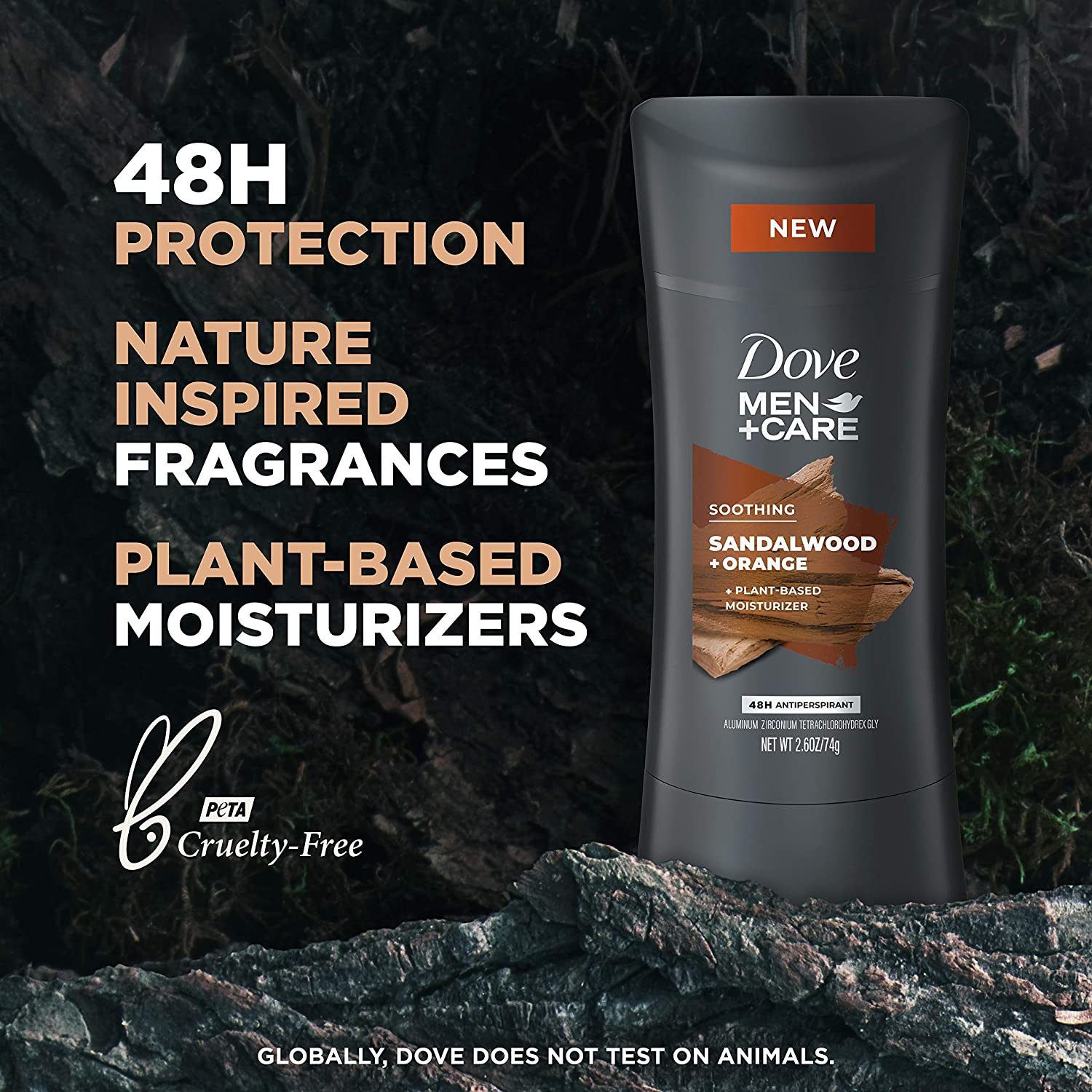 DOVE MEN + CARE Antiperspirant Deodorant Natural Inspired Sandalwood + Orange Antiperspirant for Men, 2.6 Ounce (Pack of 4) - Image 5